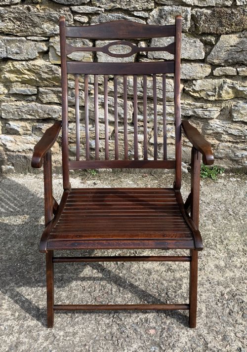 fig 1. Antique Teak Folding Steamer Chair