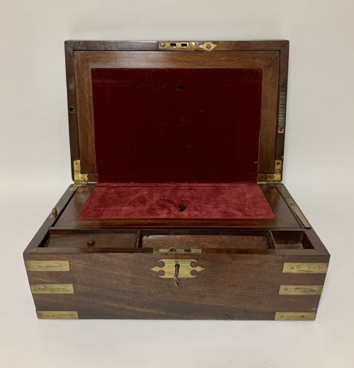 Victorian Mahogany Brass Bound Campaign Writing Slope
