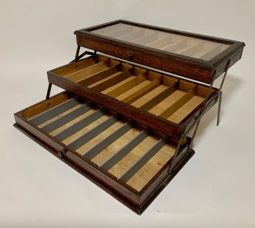 Antique Oak Cantilever Haberdashery Sewing Box