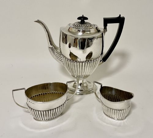 Antique Solid Sterling Silver 3 Piece Coffee Set