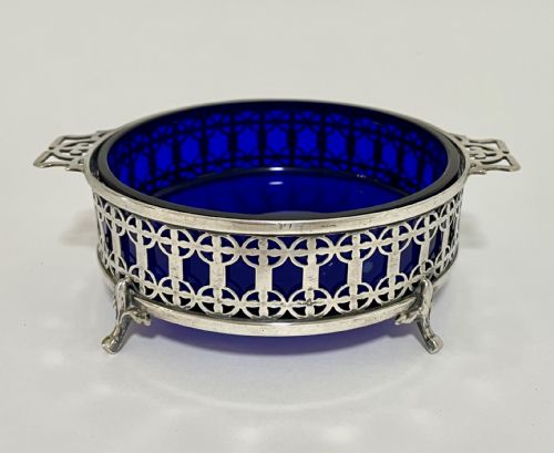 Antique Solid Silver Butter Dish with Liner