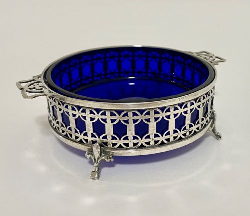 fig 1. Antique Solid Silver Butter Dish with Liner