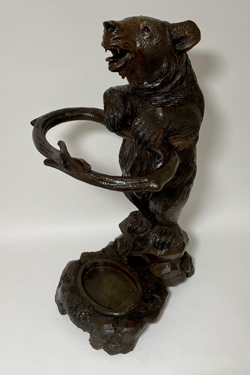 fig 1. Antique Black Forest Carved Bear Stick and Umbrella Stand