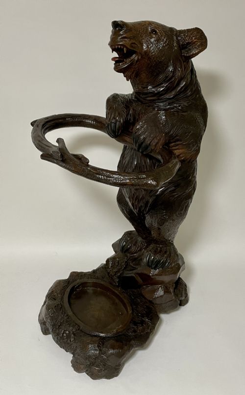 fig 2. Antique Black Forest Carved Bear Stick and Umbrella Stand