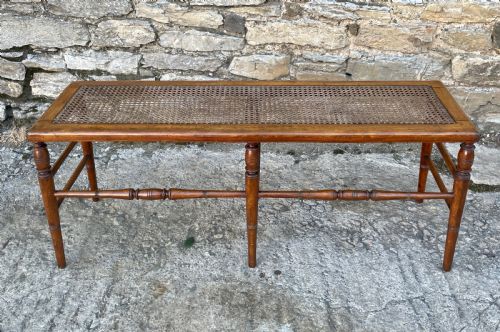 Large Antique Bergere Cane Stool