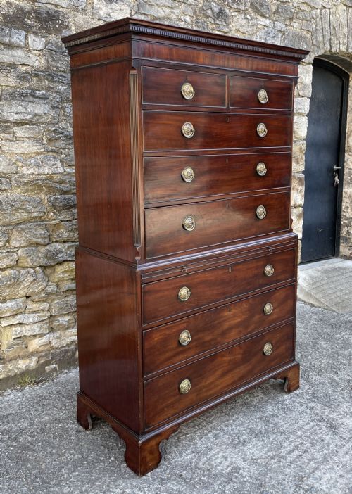 Georgian Mahogany Chest on Chest Tallboy with Brushing Slide