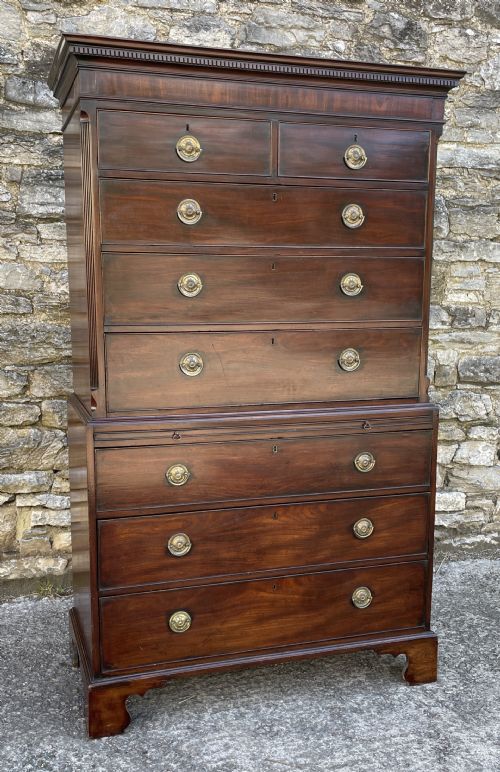 fig 2. Georgian Mahogany Chest on Chest Tallboy with Brushing Slide