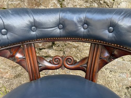 fig 2. Victorian Mahogany Framed Leather Captains Chair