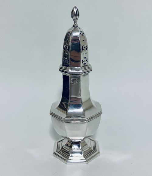 Antique Solid Silver Sugar Shaker Caster 1909 Chester
