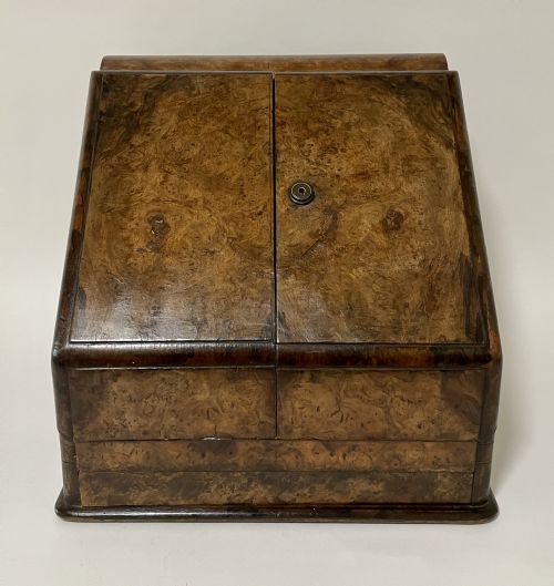 fig 1. Victorian Burr Walnut Stationery Cabinet