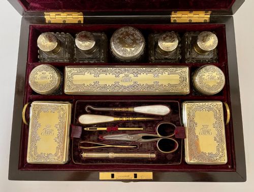 fig 1. Victorian Rosewood Vanity Box with Silver Gilt Fittings 1844