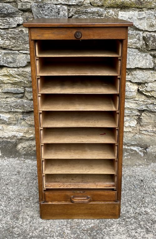 Antique Oak Tambour Filing Cabinet