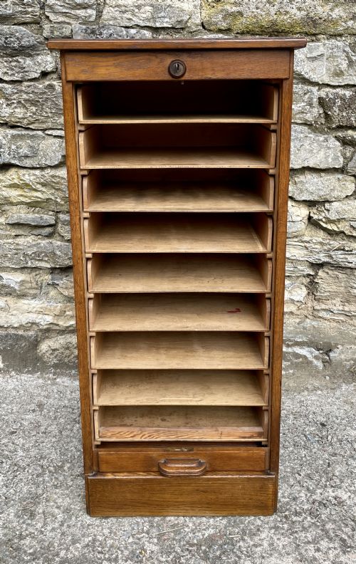 fig 2. Antique Oak Tambour Filing Cabinet