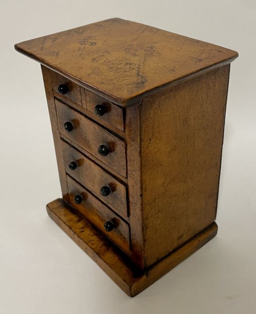 fig 1. Antique Miniature Burr Chest of Drawers