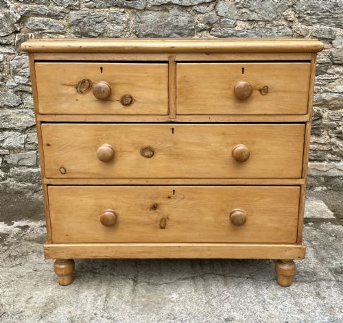Small Victorian Stripped Pine Chest of Drawers