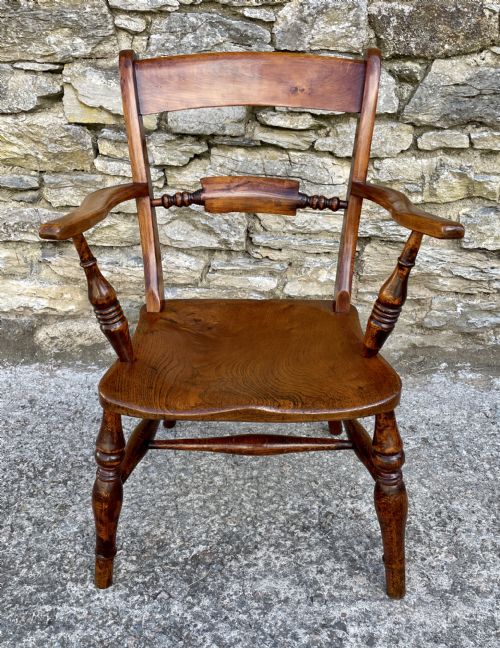 fig 1. Antique Windsor Bar Back Carver Chair