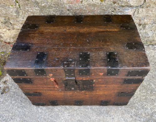 fig 1. Antique Victorian Strapped Oak Silver Chest