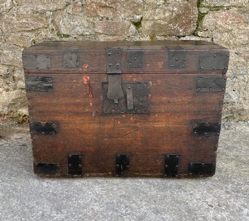 fig 2. Antique Victorian Strapped Oak Silver Chest