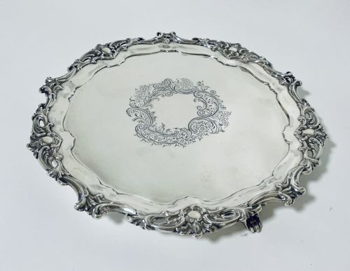 Large Antique Solid Sterling Silver Salver