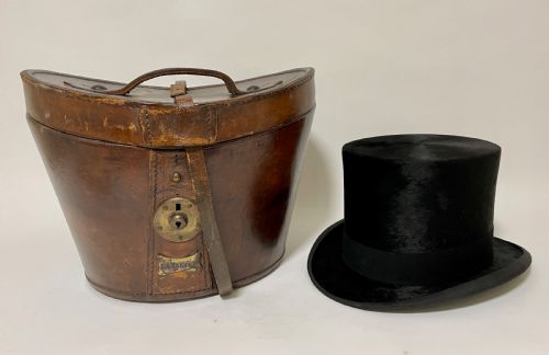 Antique Silk Top Hat in Leather Case