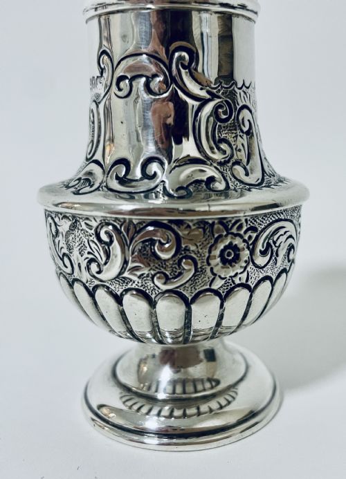 fig 1. Victorian Solid Silver Pepper Shaker Pounce Pot