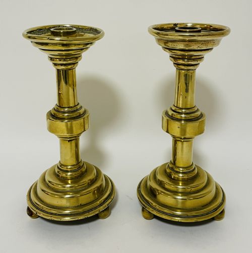Pair of Victorian Brass Altar Candlesticks