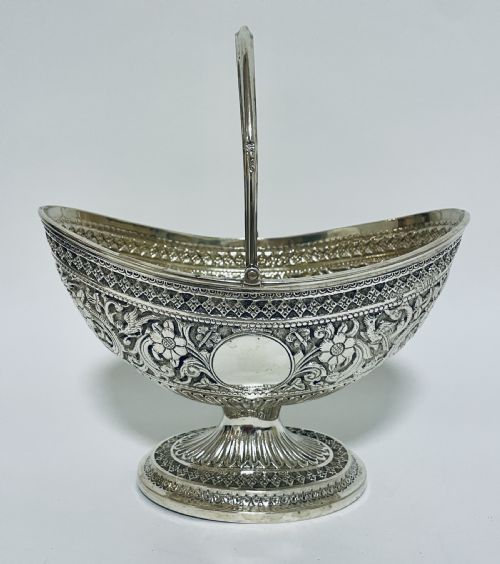 Victorian Solid Silver Swing Handle Sugar Basket