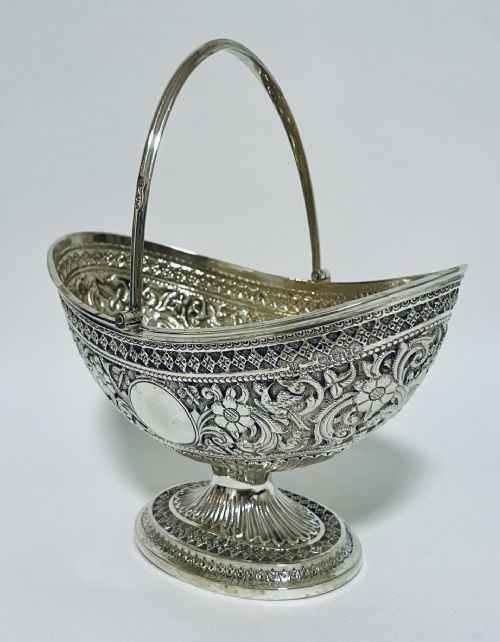 fig 1. Victorian Solid Silver Swing Handle Sugar Basket