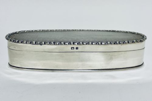 Antique Solid Silver Oval Dressing Table Box
