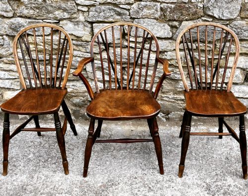 fig 1. Trio of Early Stick Back Country Chairs