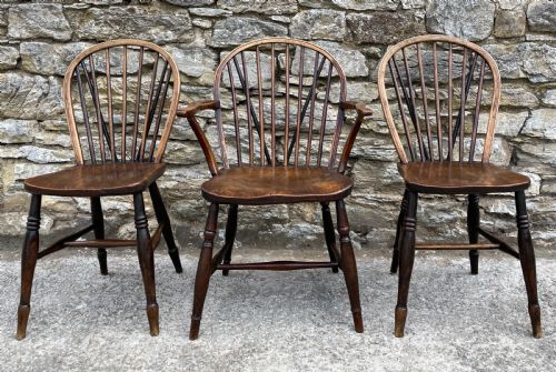 fig 2. Trio of Early Stick Back Country Chairs
