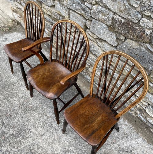 fig 3. Trio of Early Stick Back Country Chairs