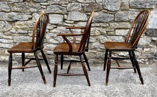 fig 4. Trio of Early Stick Back Country Chairs