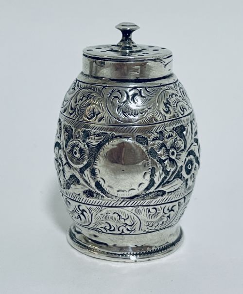 Victorian Solid Silver Barrel Shaped Pepper Pot Shaker