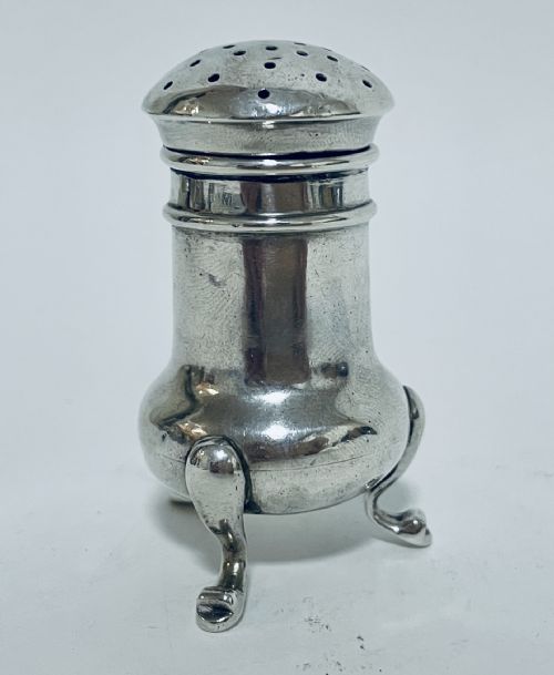 fig 1. Antique Solid Silver Pepper Pot Shaker Pepperette
