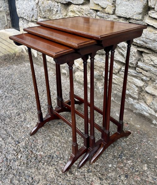 Antique Edwardian Mahogany Nest of Three Tables