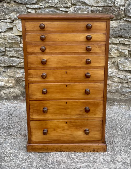 fig 1. Antique Pine Bank of Drawers