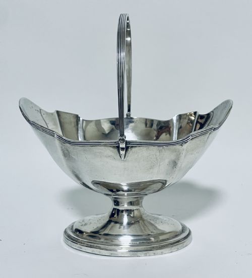 Antique Solid Silver Swing Handle Sugar Basket