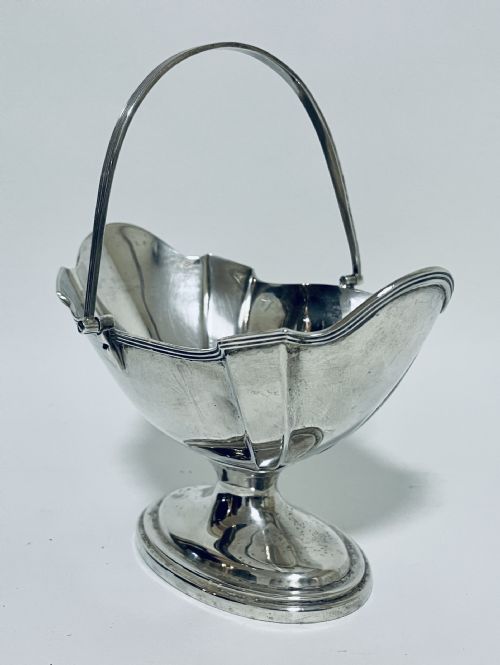 fig 1. Antique Solid Silver Swing Handle Sugar Basket
