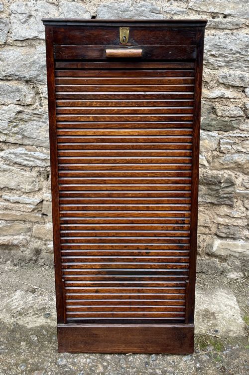 Antique Oak Tambour Filing Cabinet