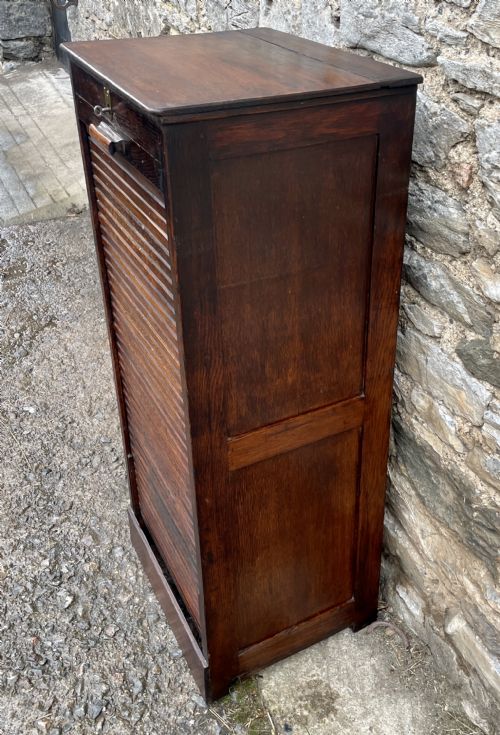 fig 1. Antique Oak Tambour Filing Cabinet