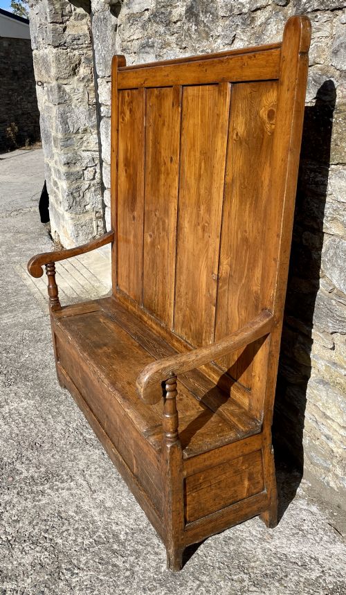 fig 2. Large Antique Pine Box Settle