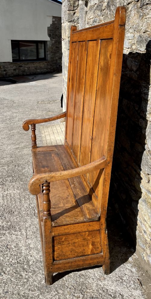 fig 1. Large Antique Pine Box Settle