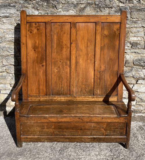 Large Antique Pine Box Settle