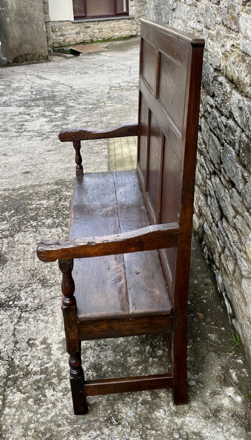fig 1. Antique Georgian Oak Panelled Settle