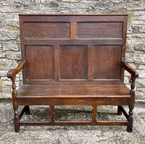 Antique Georgian Oak Panelled Settle
