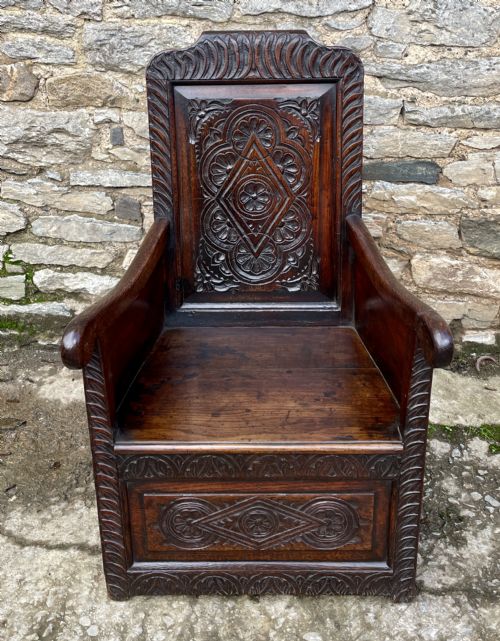 Antique 18th Century Oak Lambing Chair