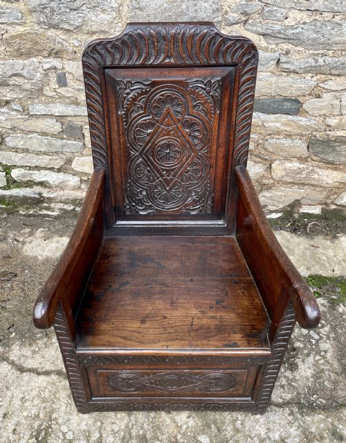 fig 2. Antique 18th Century Oak Lambing Chair