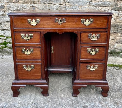 18th Century Georgian Elm and Fruitwood Kneehole Desk