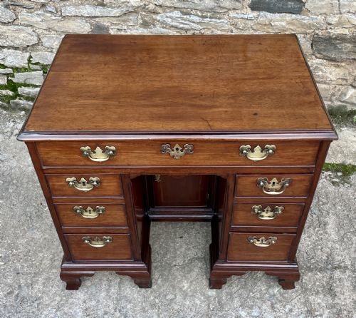 fig 1. 18th Century Georgian Elm and Fruitwood Kneehole Desk